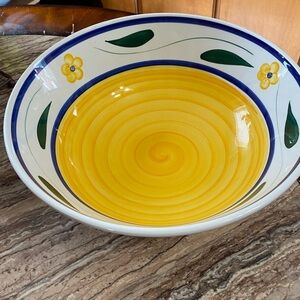 Roma Yellow and Blue Ceramic Bowl and Platter